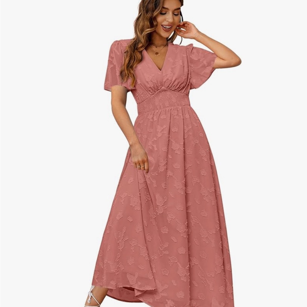 Elegant Pink Floral Women's Dress